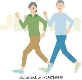 Illustration of a couple jogging