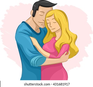 Illustration of a Couple Locked in an Embrace