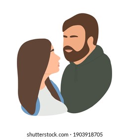 Illustration of couple looking at each other