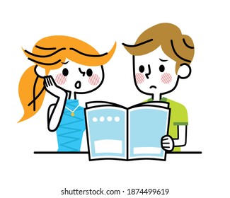 Illustration of a couple looking at the material.