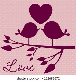 Illustration of couple in love,  birds in love, vector illustration