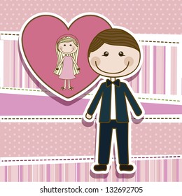 Illustration of couple in love, dating, vector illustration