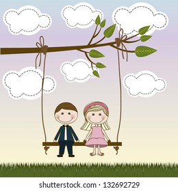 Illustration of couple in love, dating, vector illustration