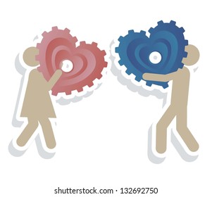 Illustration of couple in love, dating, vector illustration