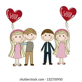 Illustration of couple in love, dating, vector illustration