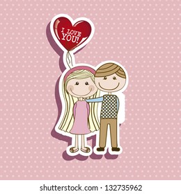 Illustration of couple in love, dating, vector illustration