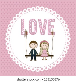 Illustration of couple in love, dating, vector illustration