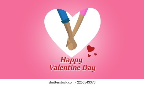 illustration of a couple of lovers holding hands inside a romantic heart-shaped frame perfect for love themed designs and valentine's day illustrations