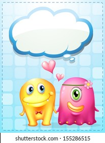 Illustration of a couple monster with an empty callout