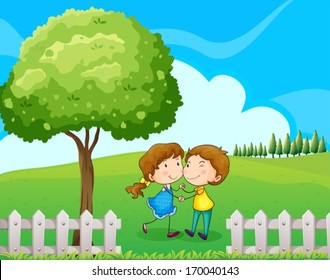 Illustration of a couple near the tree