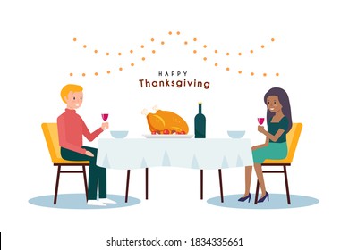 Illustration of couple on thanksgiving