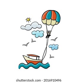 Illustration of a Couple Parasailing