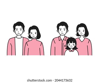 Illustration of a couple and parents with child