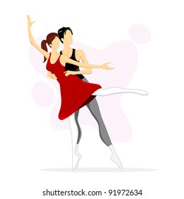 illustration of couple performing ballet dance