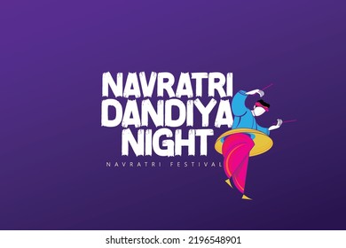 ilustración de una pareja jugando Dandiya para el fondo del festival religioso indio Subh Navratri