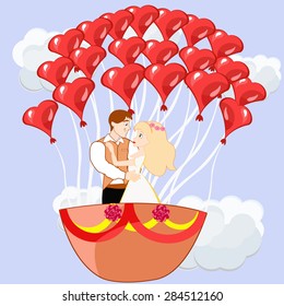 Illustration of couple in the sky