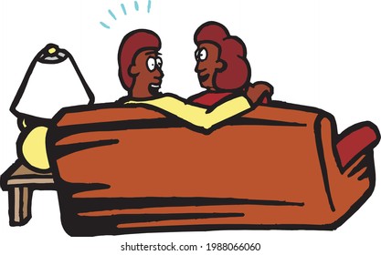 illustration of couple talking on couch