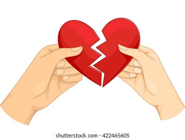 Illustration of a Couple Tearing a Heart