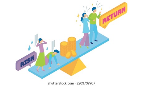 It is an illustration of a couple thinking about the balance between investment return and risk.