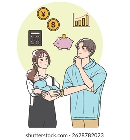 Illustration of a couple thinking about how to increase their assets