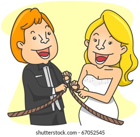 Illustration of a Couple Tying the Knot
