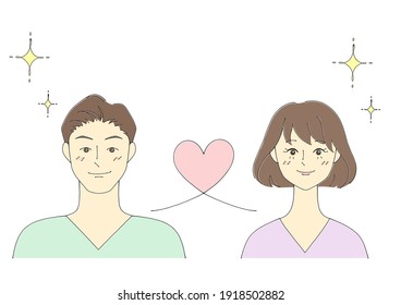 Illustration of a couple (white background, vector, cut out)