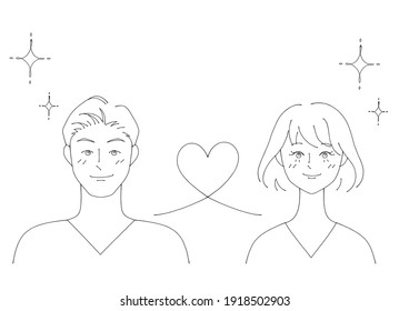 Ilustración de una pareja (fondo blanco, vector, corte)