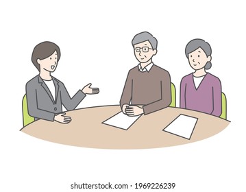 Illustration of a couple who is contracting and consulting.