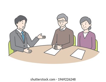 Illustration of a couple who is contracting and consulting.