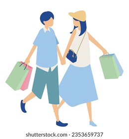 It is an illustration of a couple who enjoys shopping.