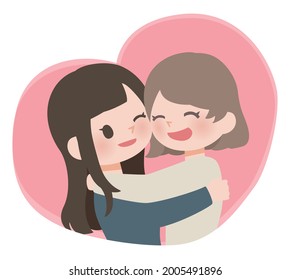 Illustration of a couple of women hugging each other