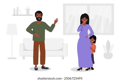 Illustration of couple yelling and pointing at each other