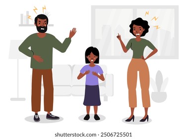 Illustration of couple yelling and pointing at each other