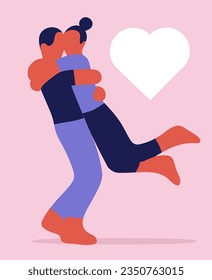 Illustration of a couple of young people hugging