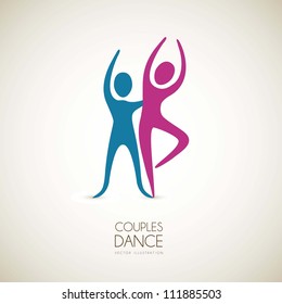 Illustration of couples dance positions, vector illustration