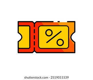 Illustration of a coupon with a dotted line and percentage symbol, indicating a discount or promotional voucher
