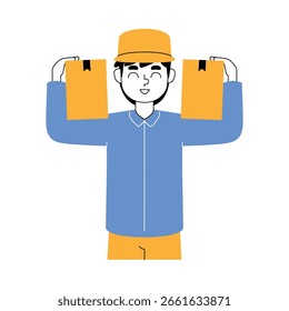 Illustration of a courier carrying a package