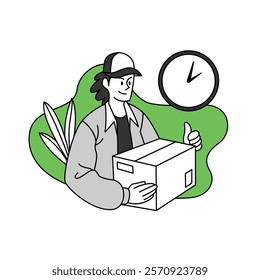 illustration of a courier delivering goods for your website needs