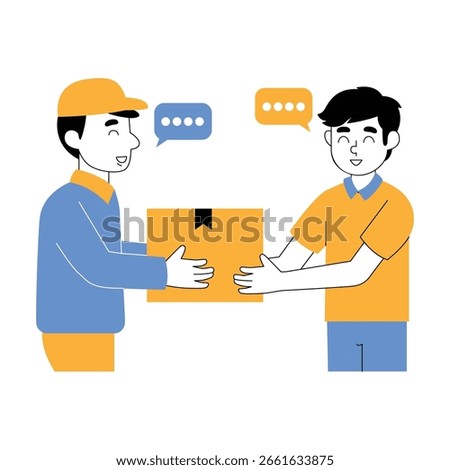Illustration of a courier delivering a package to a consumer