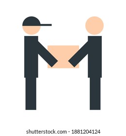 Illustration der Lieferung von Kurierpaketen an den Kunden Vektorsymbol