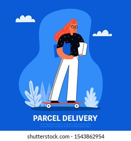 illustration with courier, vector illustration