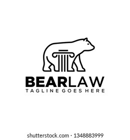 Illustration court pillar on a strong bear's body logo design.