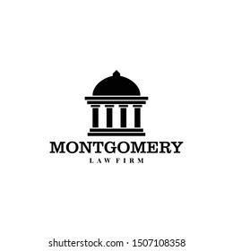 Illustration of a courthouse with many pillars that looks very sturdy logo design