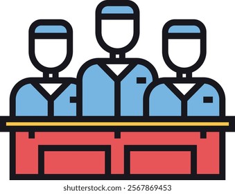 Illustration of a courtroom jury, symbolizing justice, decision-making, and the community's role in the legal process