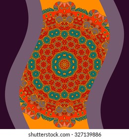 Illustration for cover design or invitation, mandala based poster in oriental style