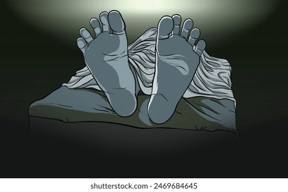 illustration of covered dead body - vector