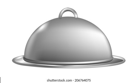 Illustration of a covered metal serving platter. Eps 10 Vector