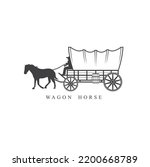 illustration of covered wagon horse cart, wagon western.
