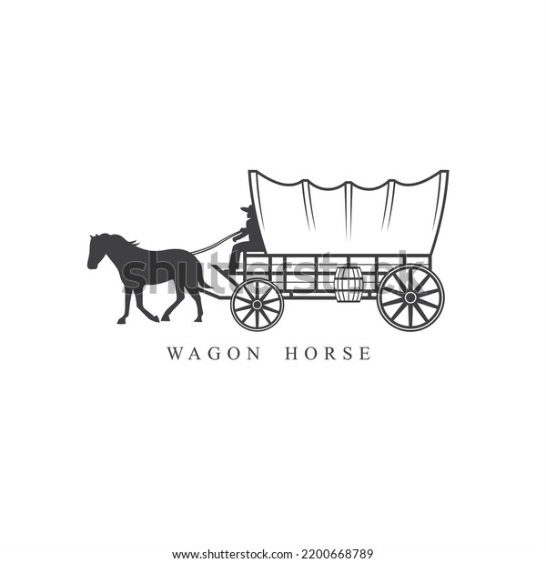 illustration\
of covered wagon horse cart, wagon\
western.
