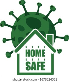 Illustration of COVID 19  - Stay home stay safe - virus - vector